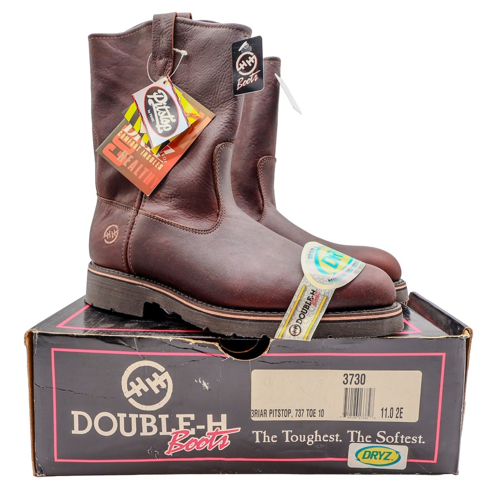 Double-H 3730 Boots Mens 11 2E Brown Briar Pitstop Leather Work New With Box